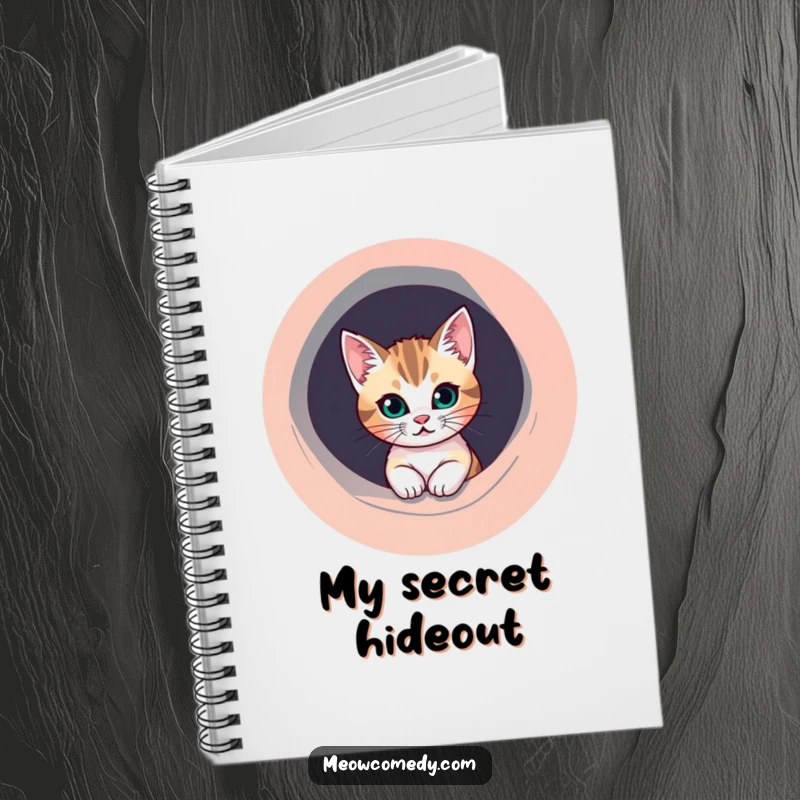 Funny Cat Notebook: A mischievous cat peeks from a perfectly round, colorful hole, perfect for jotting down secrets.