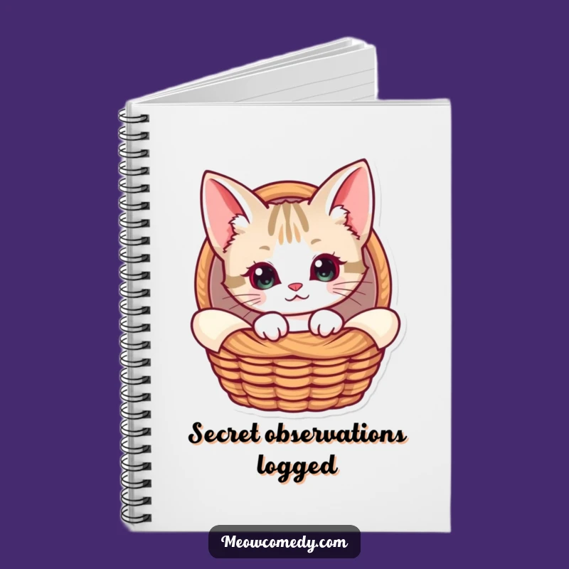 Funny Kawaii Cat Basket Notebook - Journal Your Coziness, Cute Pet Gift
