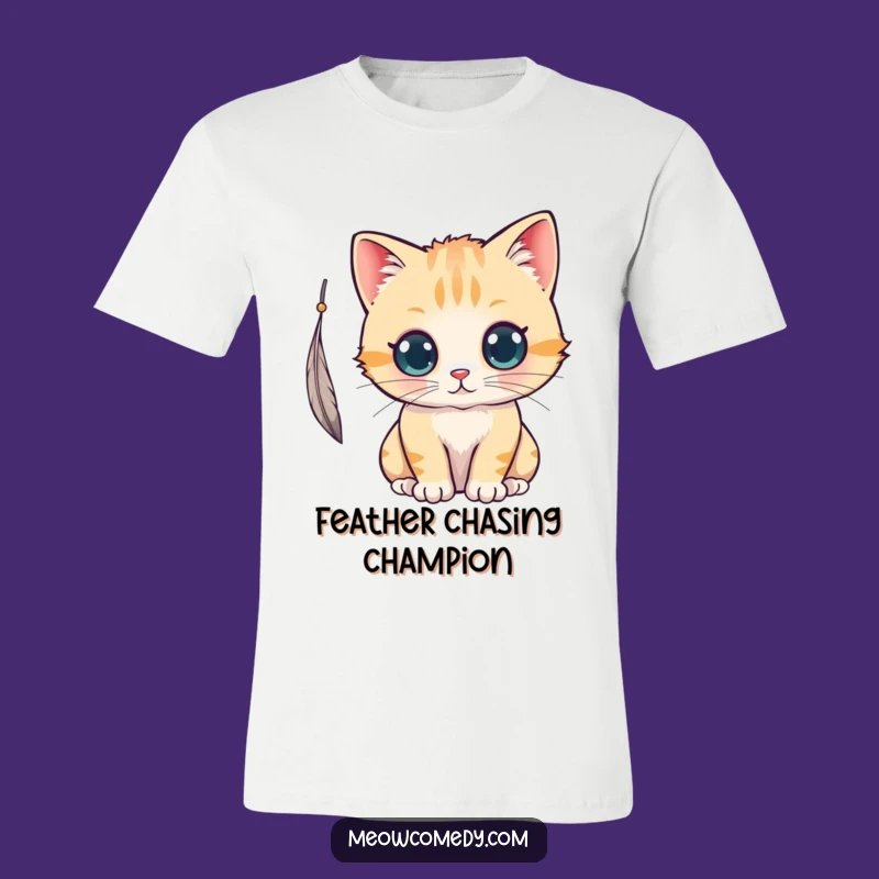 Funny Kawaii Cat Feather Play T-Shirt: Wear Your Playful Spirit Proudly
