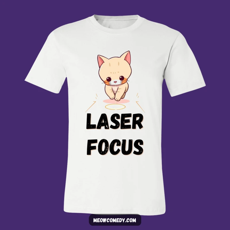 Funny Kawaii Cat Laser T-Shirt: Playful Pursuit Tee Gift