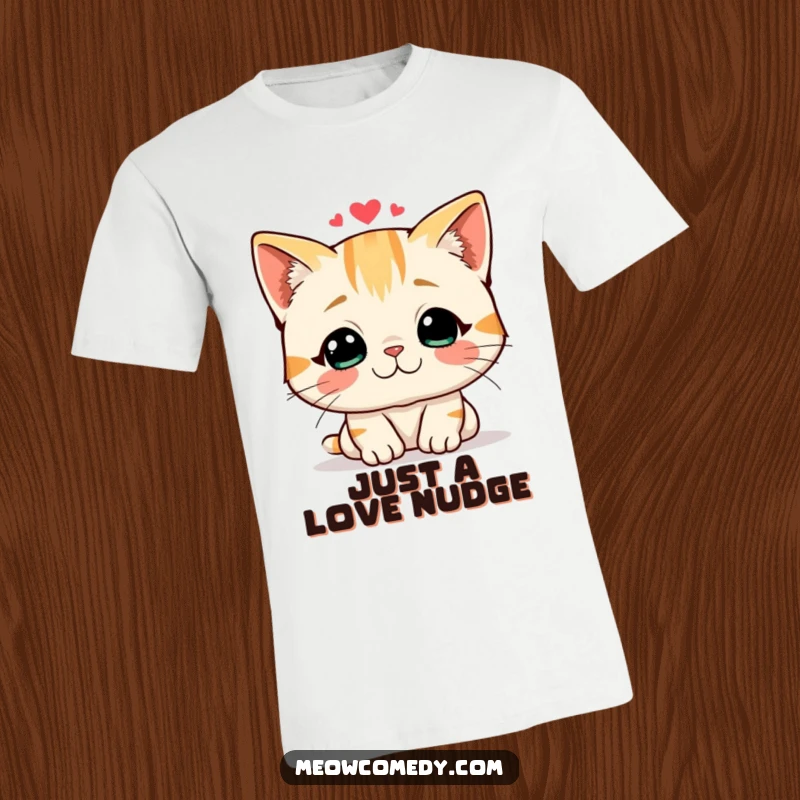 Funny t-shirt featuring a friendly cat offering a gentle headbutt, symbolizing love and connection.