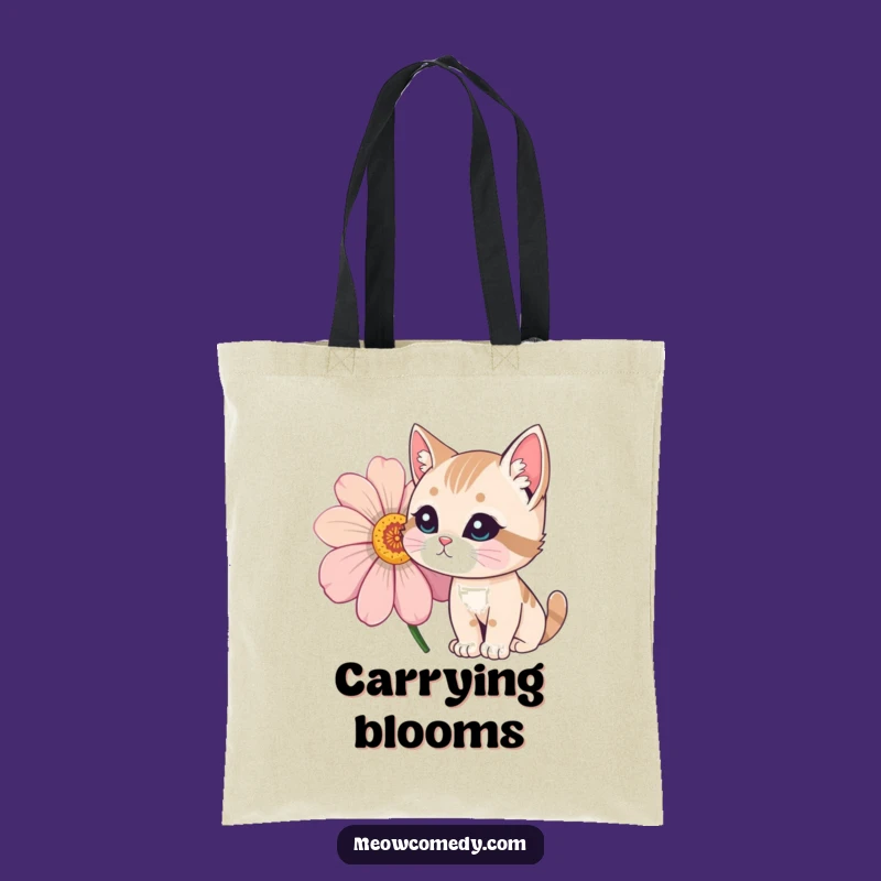 Funny Cat Flower Sniff Tote Bag - Carry Your Curiosity with Humor Gift