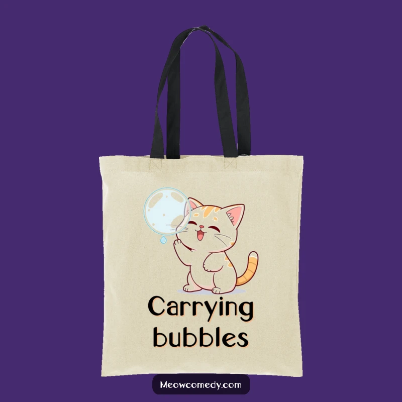 Funny Kawaii Cat Bubble Fun Tote Bag, Carry Small Joys with Style