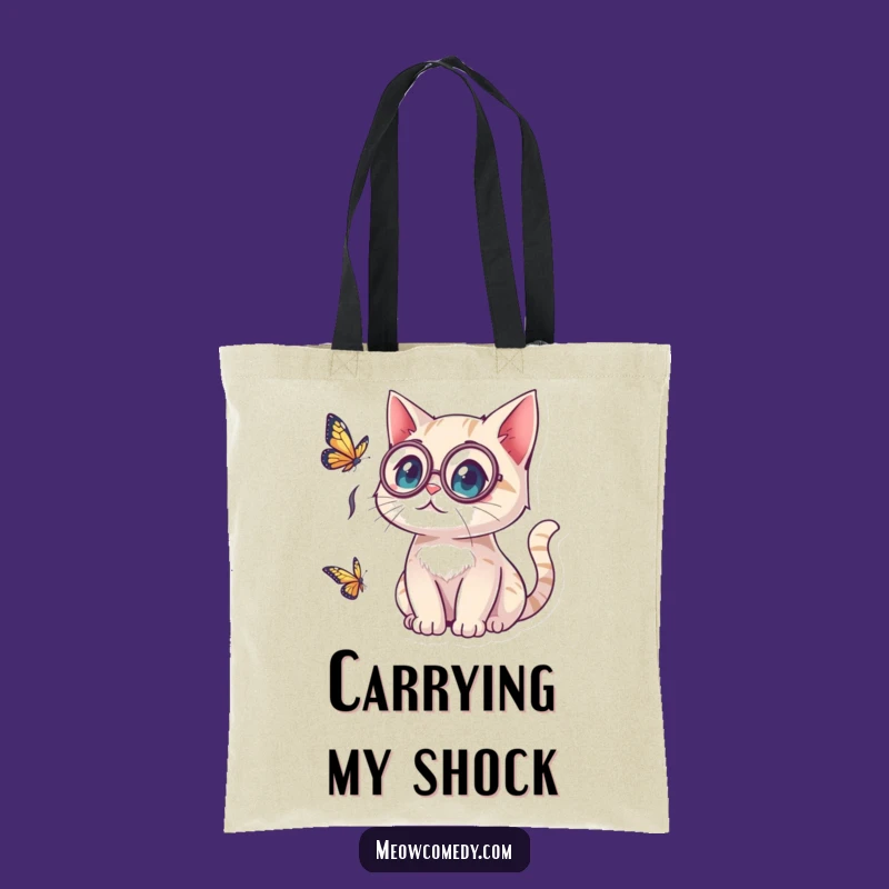 Funny Kawaii Cat Monocle Tote: Surprise Carry, Stylish Gift